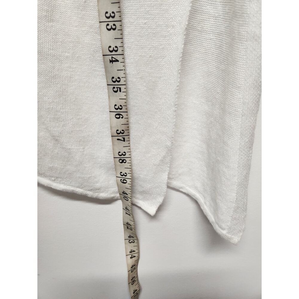 Eileen Fisher Women's Organic Linen Short Sleeve Asymmetric Tunic, Size L, White - Picture 5 of 10